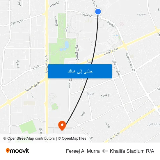 Khalifa Stadium R/A to Fereej Al Murra map