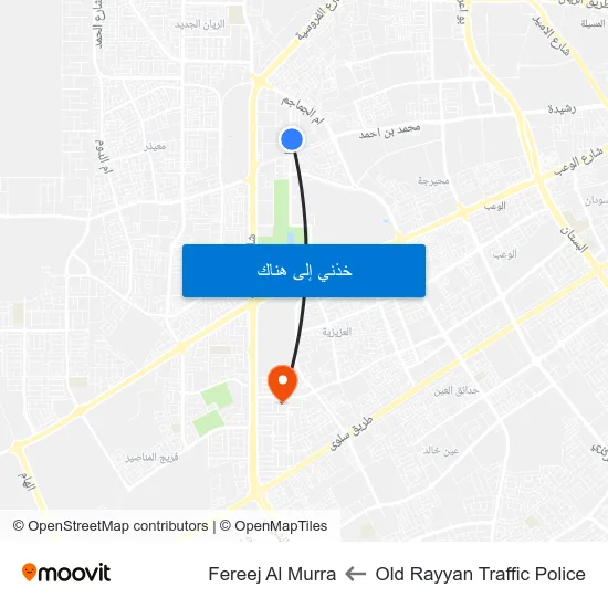 Old Rayyan Traffic Police to Fereej Al Murra map