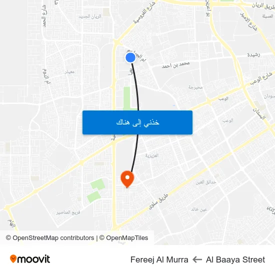 Al Baaya Street to Fereej Al Murra map