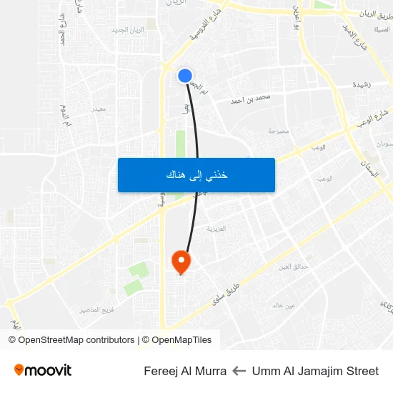 Umm Al Jamajim Street to Fereej Al Murra map