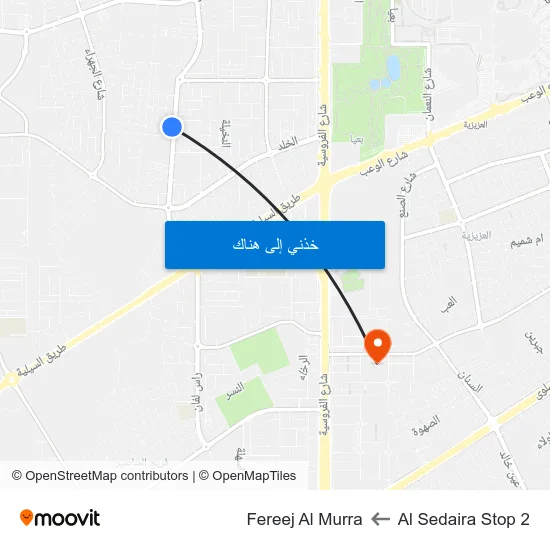 Al Sedaira Stop 2 to Fereej Al Murra map