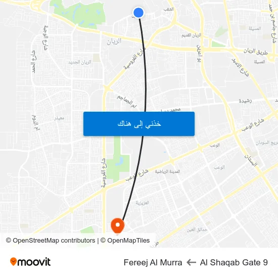 Al Shaqab Gate 9 to Fereej Al Murra map