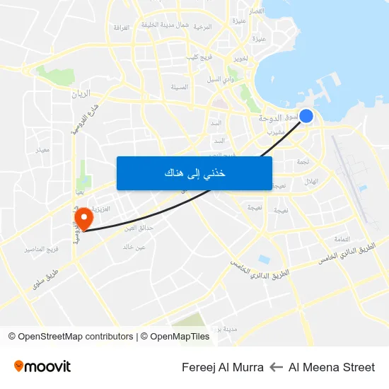 Al Meena Street to Fereej Al Murra map