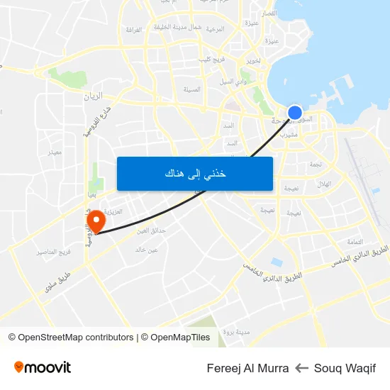 Souq Waqif to Fereej Al Murra map