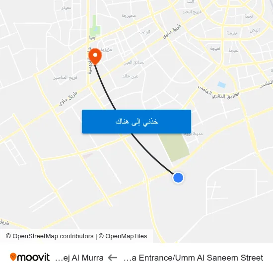 Al Baraha Entrance/Umm Al Saneem Street to Fereej Al Murra map
