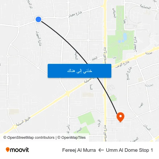 Umm Al Dome Stop 1 to Fereej Al Murra map
