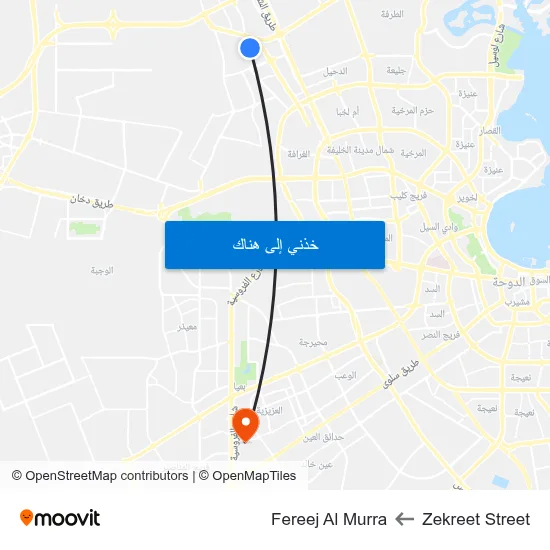 Zekreet Street to Fereej Al Murra map