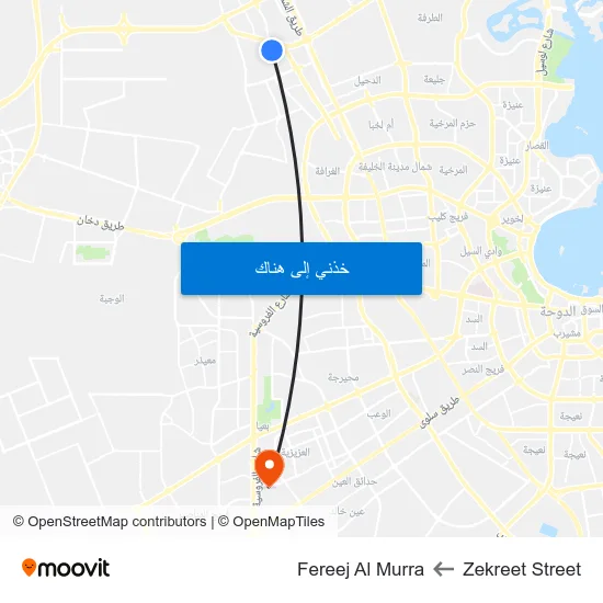 Zekreet Street to Fereej Al Murra map