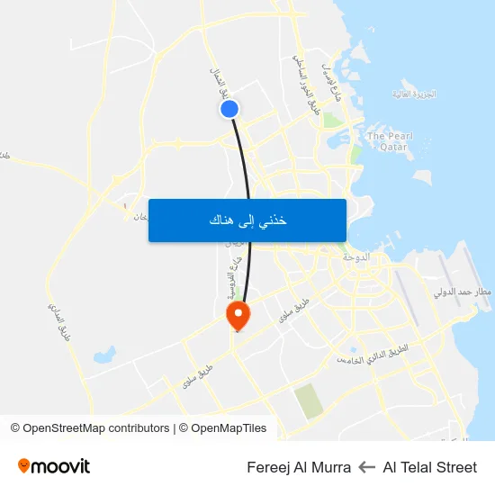 Al Telal Street to Fereej Al Murra map