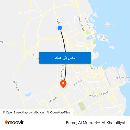 Al Kharaitiyat to Fereej Al Murra map