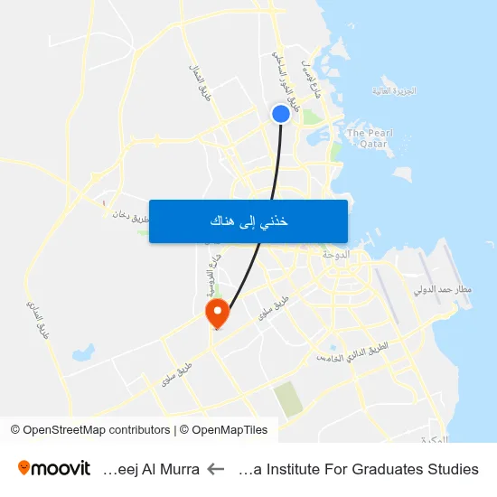 Doha Institute For Graduates Studies to Fereej Al Murra map