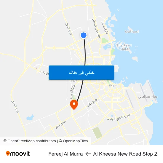 Al Kheesa New Road Stop 2 to Fereej Al Murra map