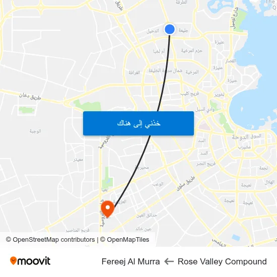 Rose Valley Compound to Fereej Al Murra map