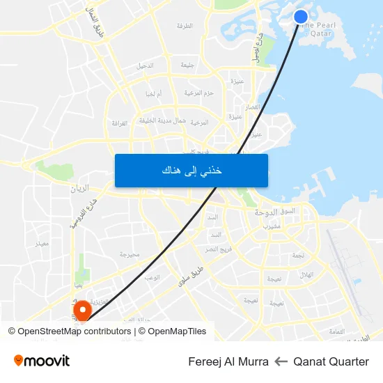Qanat Quarter to Fereej Al Murra map