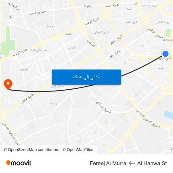 Al Hanwa St to Fereej Al Murra map