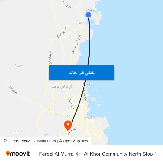 Al Khor Community North Stop 1 to Fereej Al Murra map