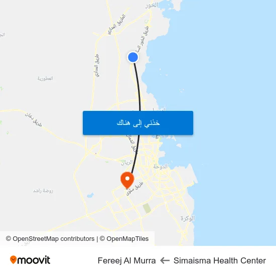 Simaisma Health Center to Fereej Al Murra map
