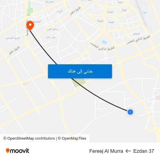 Ezdan 37 to Fereej Al Murra map