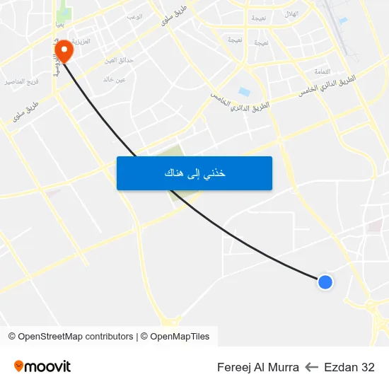 Ezdan 32 to Fereej Al Murra map