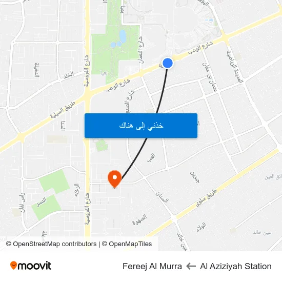 Al Aziziyah Station to Fereej Al Murra map