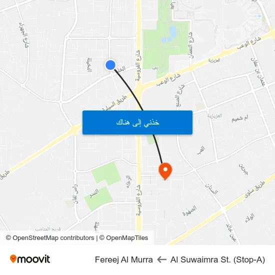 Al Suwaimra St. (Stop-A) to Fereej Al Murra map