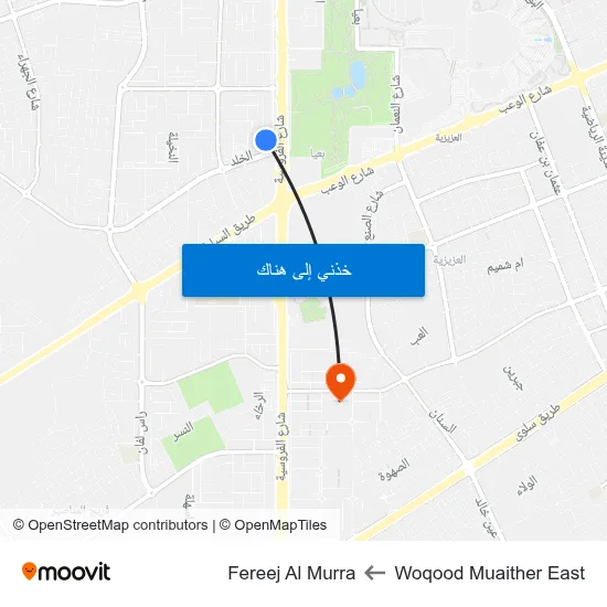Woqood Muaither East to Fereej Al Murra map