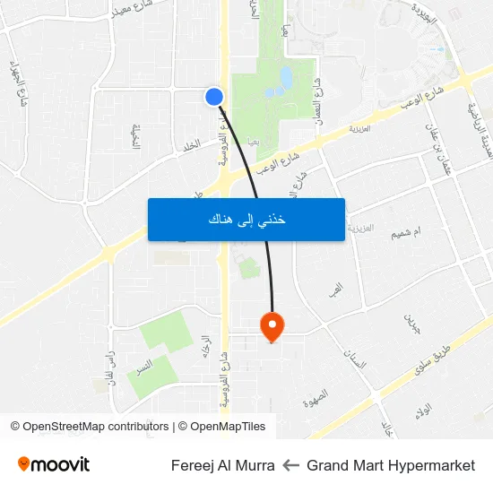 Grand Mart Hypermarket to Fereej Al Murra map