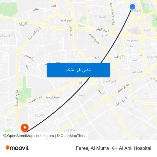 Al Ahli Hospital to Fereej Al Murra map