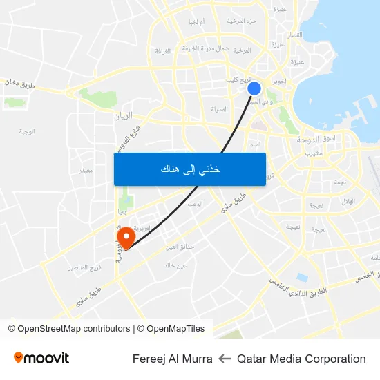 Qatar Media Corporation to Fereej Al Murra map