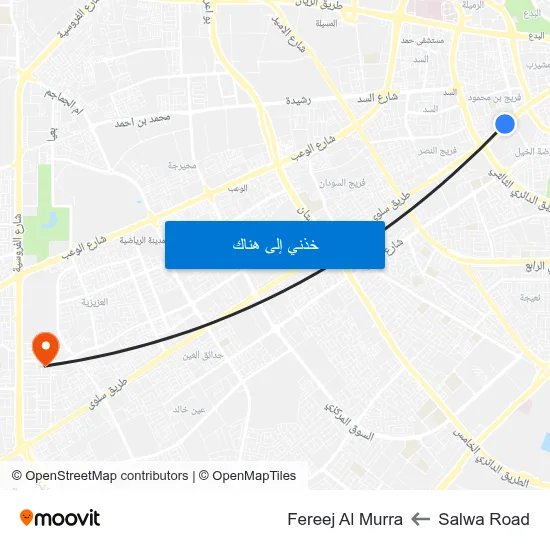 Salwa Road to Fereej Al Murra map