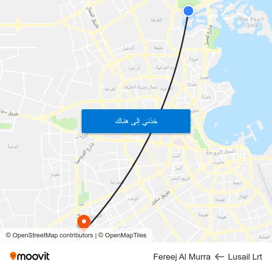 Lusail Lrt to Fereej Al Murra map