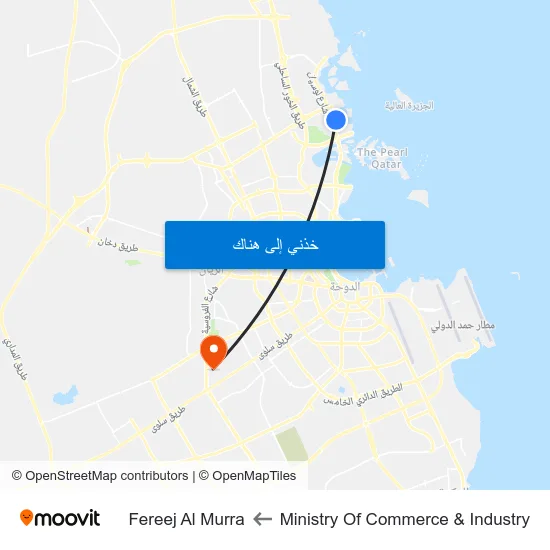 Ministry Of Commerce & Industry to Fereej Al Murra map
