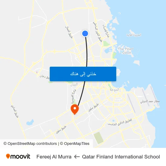 Qatar Finland International School to Fereej Al Murra map