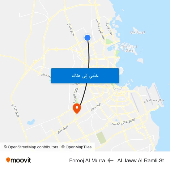 Al Jaww Al Ramli St. to Fereej Al Murra map
