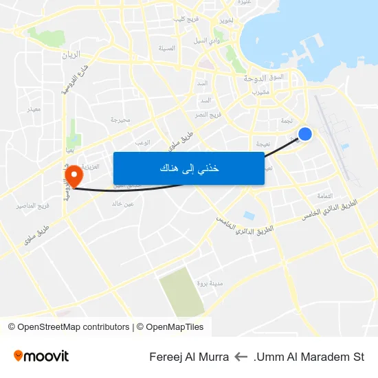 Umm Al Maradem St. to Fereej Al Murra map