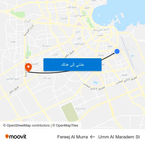 Umm Al Maradem St. to Fereej Al Murra map