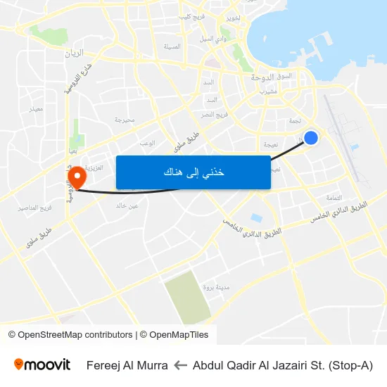 Abdul Qadir Al Jazairi St. (Stop-A) to Fereej Al Murra map