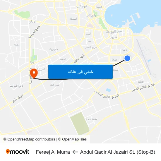Abdul Qadir Al Jazairi St. (Stop-B) to Fereej Al Murra map