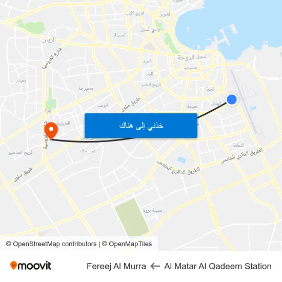 Al Matar Al Qadeem Station to Fereej Al Murra map