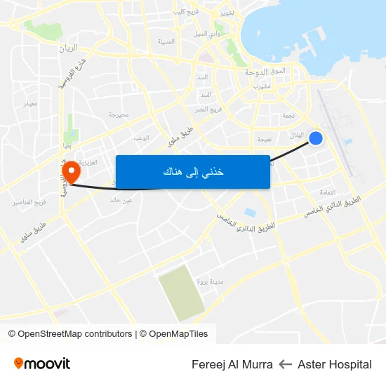 Aster Hospital to Fereej Al Murra map