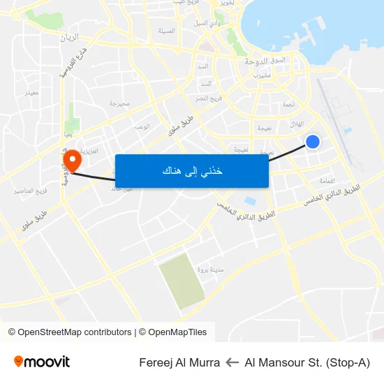 Al Mansour St. (Stop-A) to Fereej Al Murra map