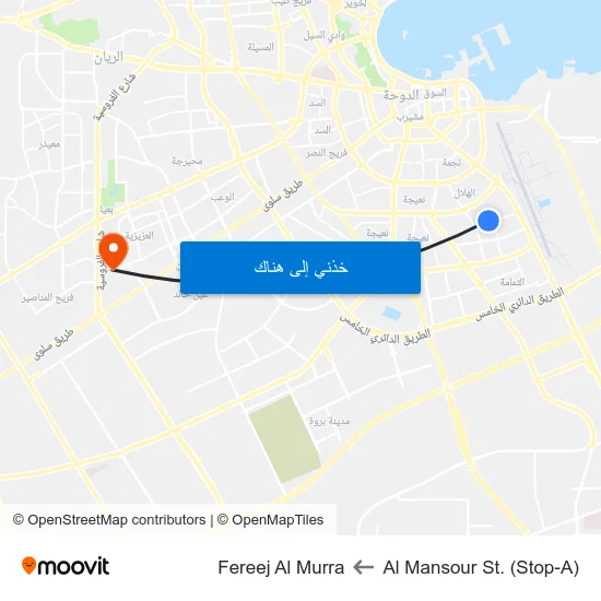 Al Mansour St. (Stop-A) to Fereej Al Murra map