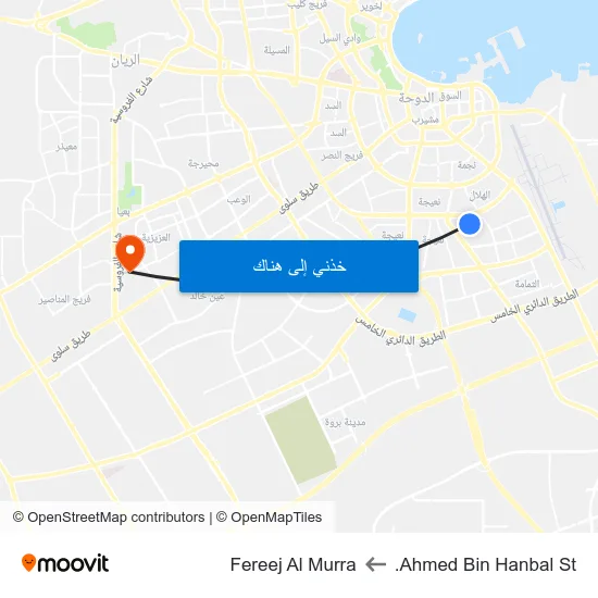Ahmed Bin Hanbal St. to Fereej Al Murra map