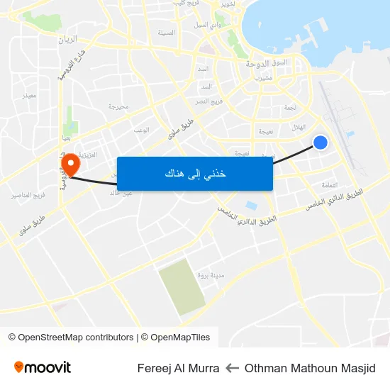 Othman Mathoun Masjid to Fereej Al Murra map