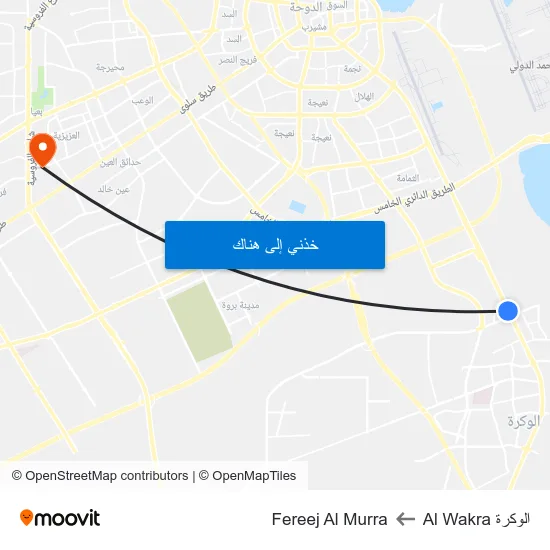 الوكرة Al Wakra to Fereej Al Murra map