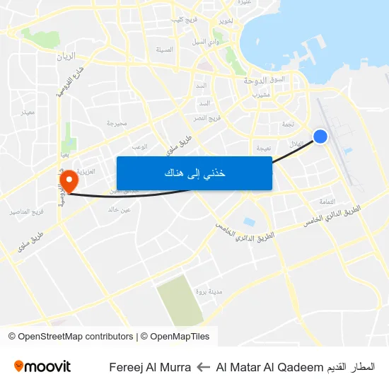 المطار القديم Al Matar Al Qadeem to Fereej Al Murra map