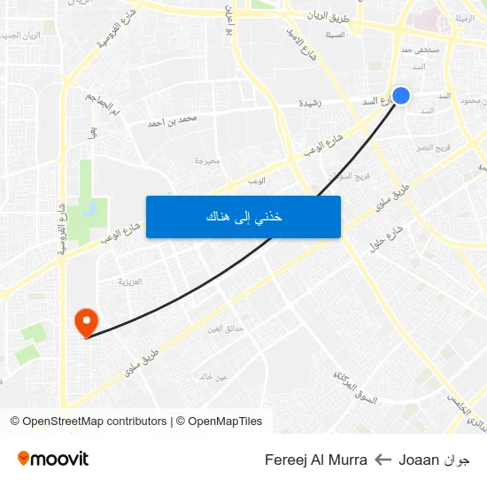 جوان Joaan to Fereej Al Murra map
