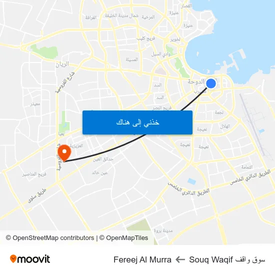 سوق واقف Souq Waqif to Fereej Al Murra map