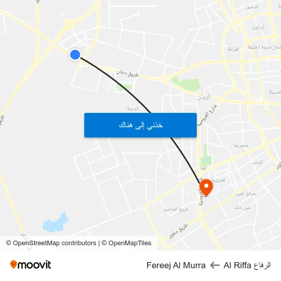 الرفاع Al Riffa to Fereej Al Murra map
