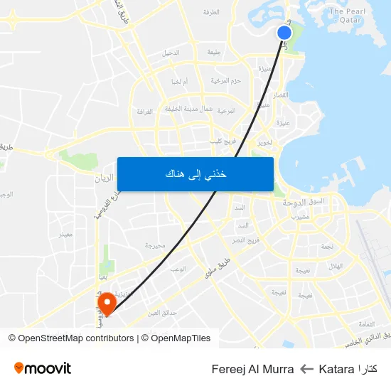 كتارا Katara to Fereej Al Murra map